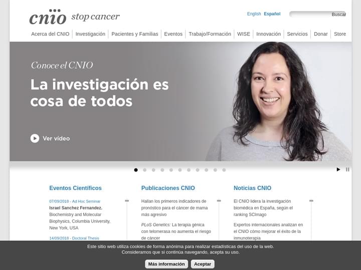 Screenshot of CNIO website