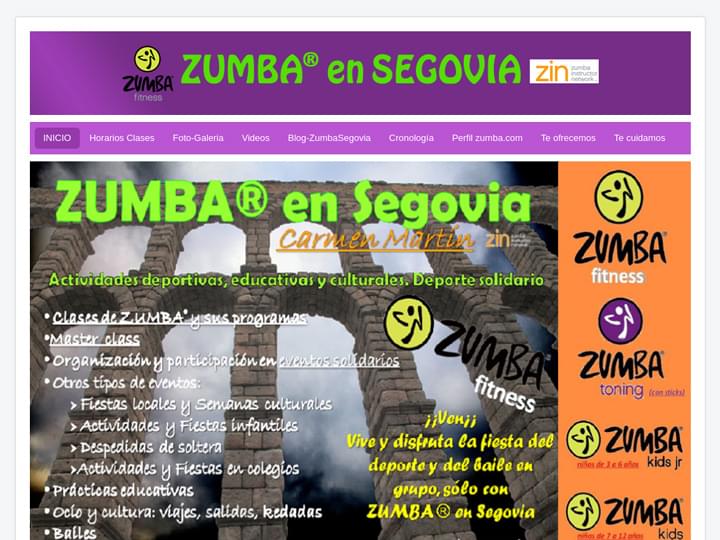 Screenshot of Zumba en Segovia website